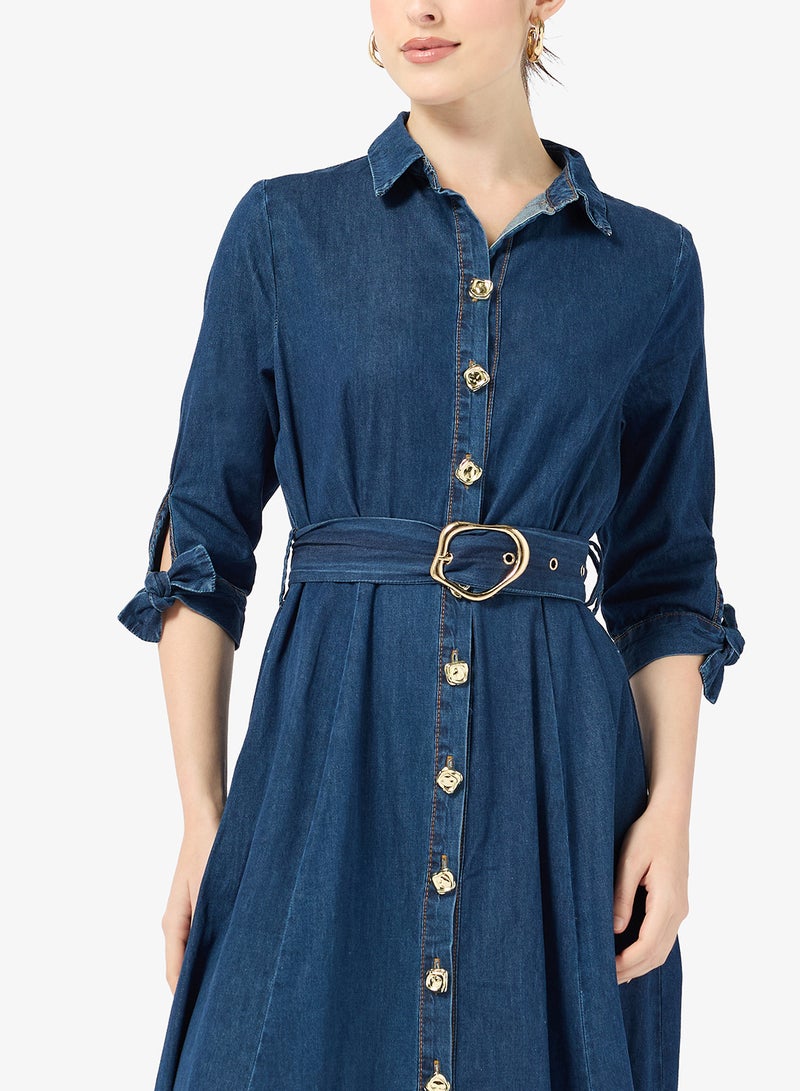 Style Cheat Denim Belted Dress - Image 3